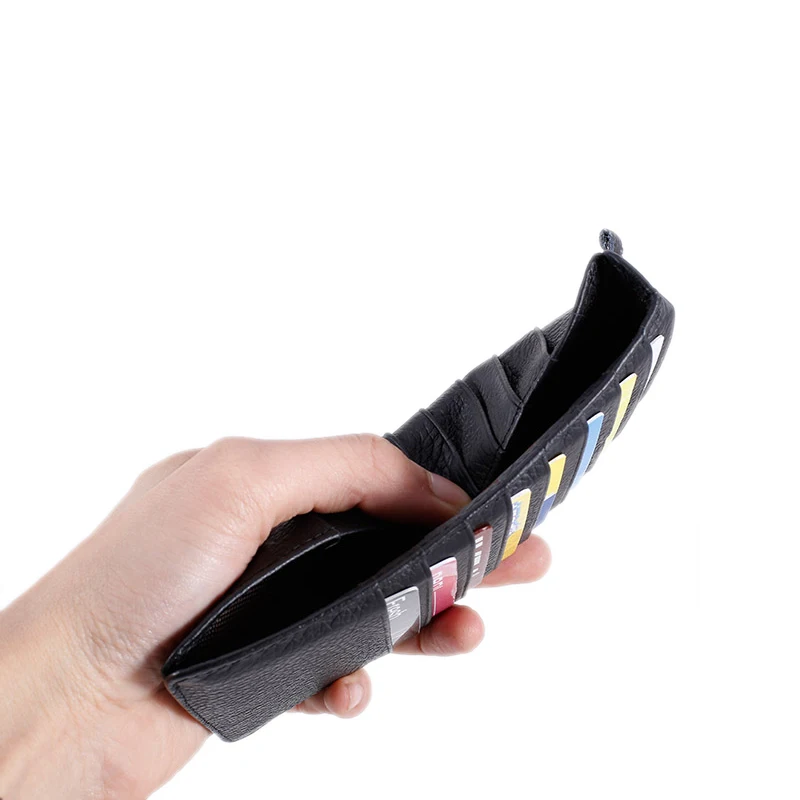 Ceny Super cienkie wysokiej jakości skóra bydlęca 100% prawdziwej skóry 18 miejsc na karty wizytowniki długi portfel kredytowej etui na dowód osobisty Unisex mężczyźni