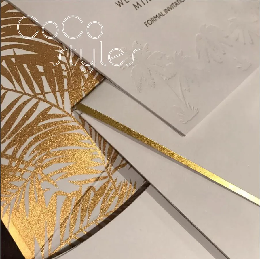  Cocostyles custom modern acrylic invitation card set with gold foiling printing design for fashion  - 32891554361