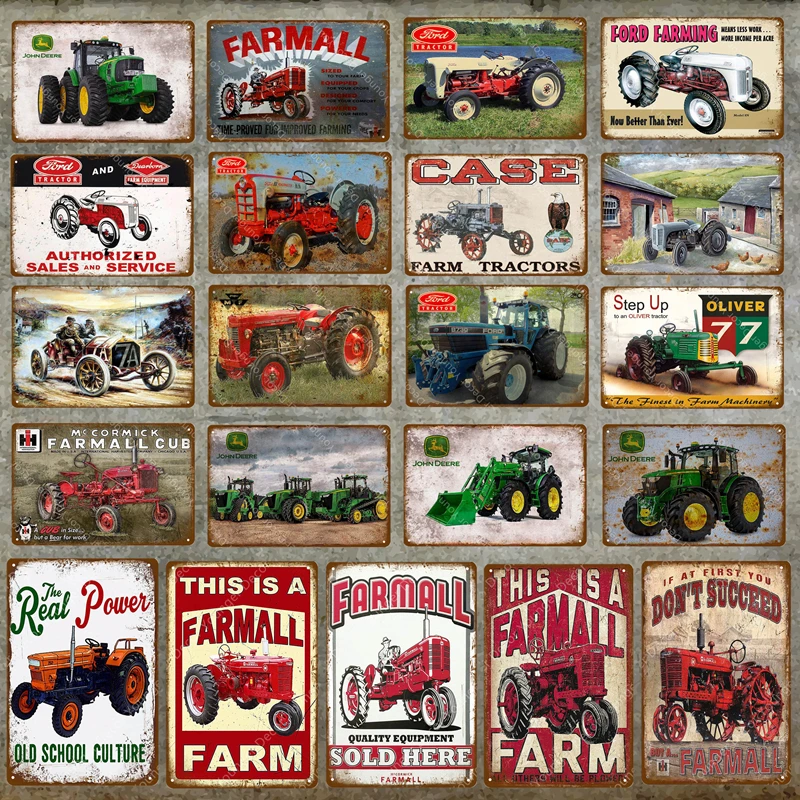  Vintage Home Decor Machine Farmall Farm Tractors Metal Tin Signs Ford Farming Wall Art Painting Pos