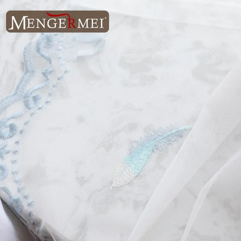 MENGERMEI вышитый перо Летающий белый тюль занавес для гостиной кухни столовой дома