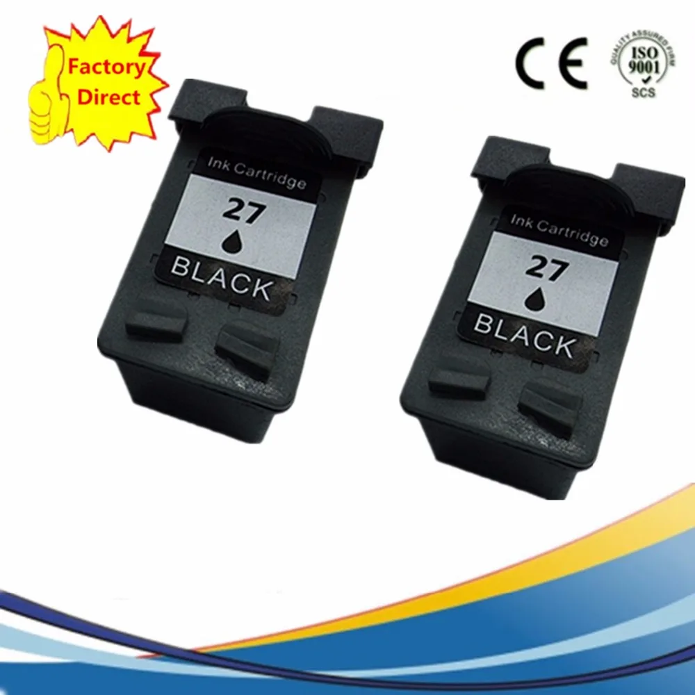 2 Pack Black Ink Cartridges Remanufactured For HP 27 XL 27XL HP27XL HP27 Deskjet 3320 3325 3420