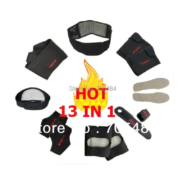 

Free shipping 13 IN 1 Waist neck knee wrist shoulder ankle elbow Spontaneous Heating belt bod massage set Magnetic Therapy Belt