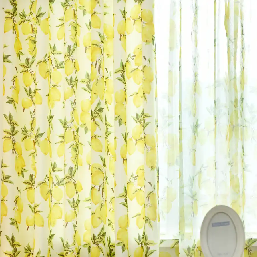 Fruit Lemon Design Curtains For Living Room Simple Pastoral
