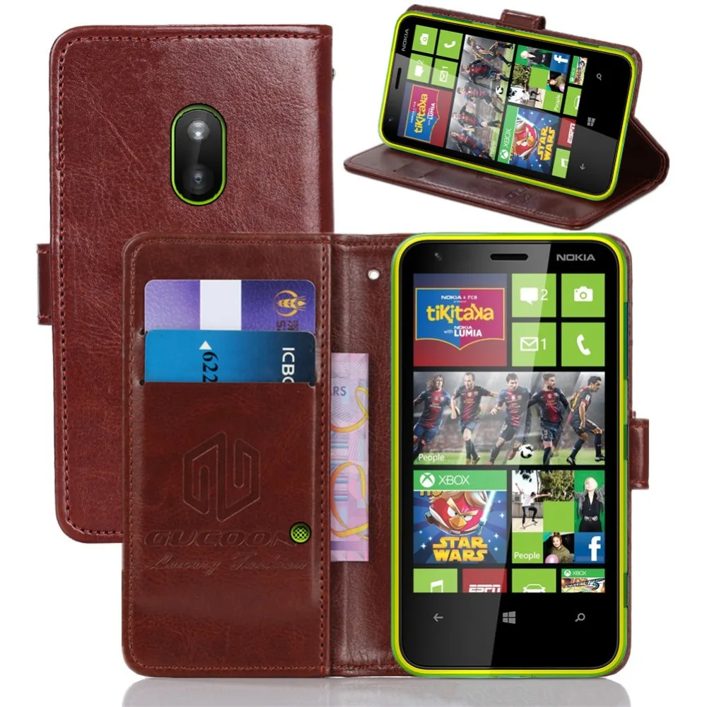 

GUCOON Vintage Wallet Case for Nokia Lumia 620 3.8inch PU Leather Retro Flip Cover Magnetic Fashion Cases Kickstand Strap