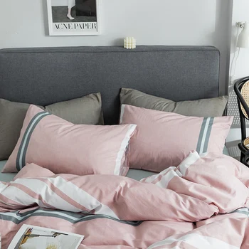 

74X48CM 2pcs 100% washed cotton striped printed pillowcase couple pillow case dormitory envelope type single pillow cover bed