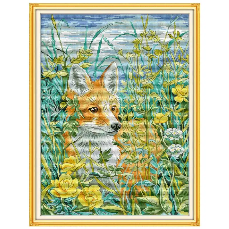 

14/16/18/27/28 oneroom The fox in the bush counted Cross Stitch Set DIY Animals Cross-stitch Kit Embroidery Needlework