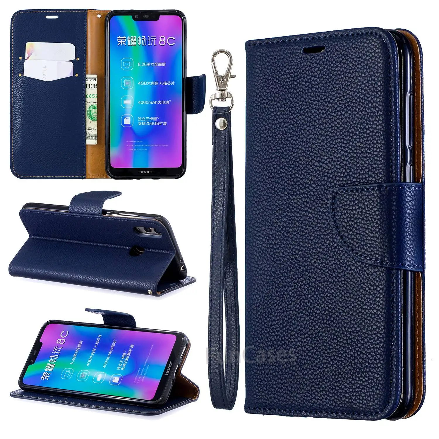 Чехол для huawei Honor 8C чехол Флип кожаный телефона Роскошный кошелек сумка Coque s 8 C Funda