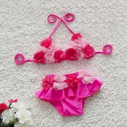 Милые 3D цветы 0-24 м для Купальник одежда для малышей для девочек Плавание Одежда для младенцев купальный костюм бикини biquini infantil