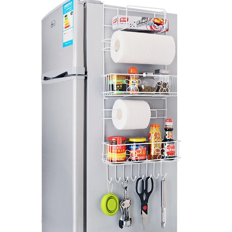 Стойка для холодильника, боковая полка, боковой держатель, Многофункциональные кухонные принадлежности, органайзер, бытовая, многослойная, для хранения холодильника U3