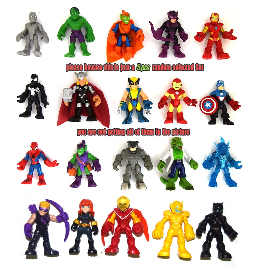 

Lot of 5Pics Random Marvel Adventures Avengers Thor Ironman Spiderman Enemies Figure DON'T OFFER CHOOSING