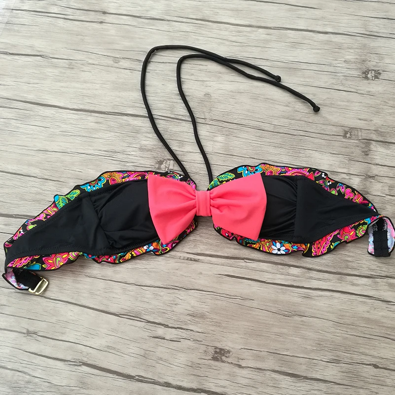 Diamond Black Bikini TOPS for Women Swimwear Top Beachwear Black print