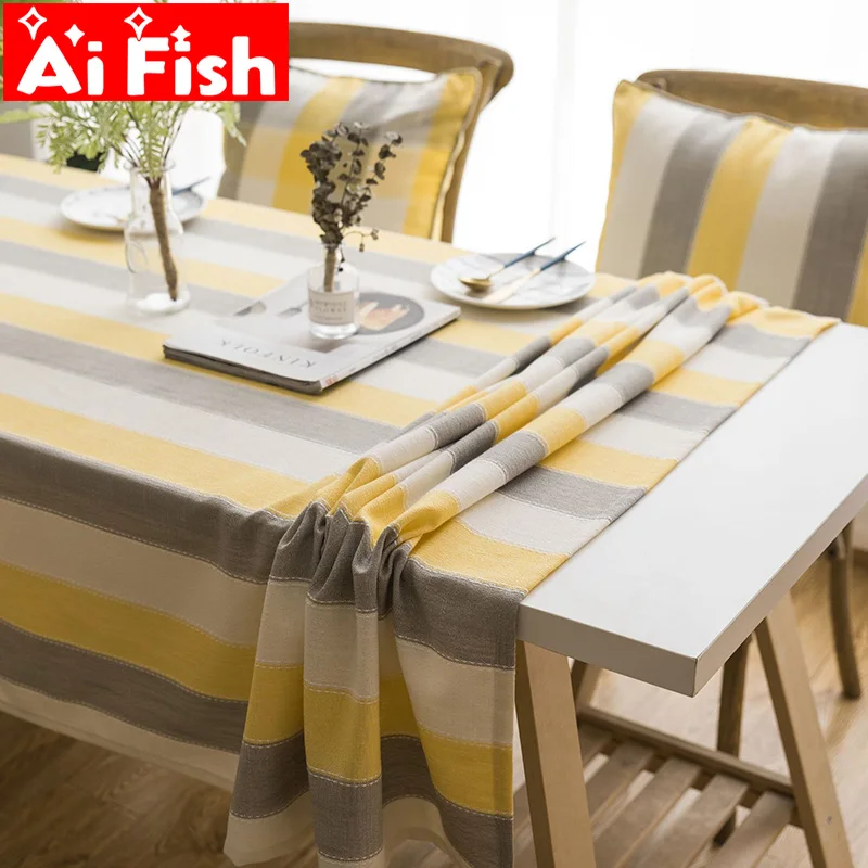 

American Simple Tablecloth Dustproof Cotton Linen Fabric Rectangular Stripes Tea Tables Napkin Cloth For Kitchen Decor A31-40