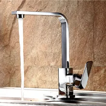 Латунь хром горячей и холодной воды кухонный кран 360 градусов вращения дизайн, одна ручка