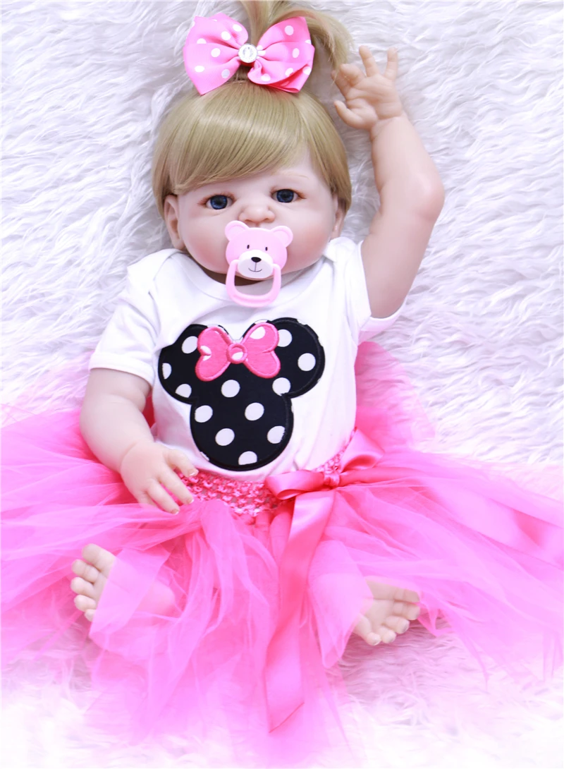 DollMai bebes reborn blonde куклы c волосами полностью силиконовые куклы reborn baby игрушки для детей bebes boneca Возрожденный силикон completa