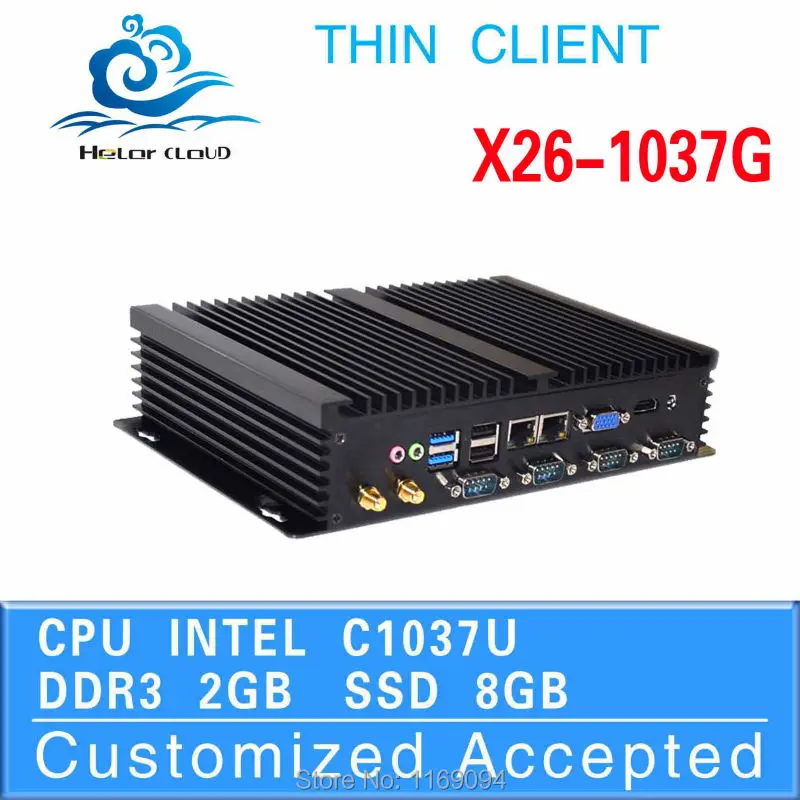 high performance high cpu no noise mini computer x26-1037G mini industrial pc c1037u network 2g ram 8g ssd fanless desktop wifi