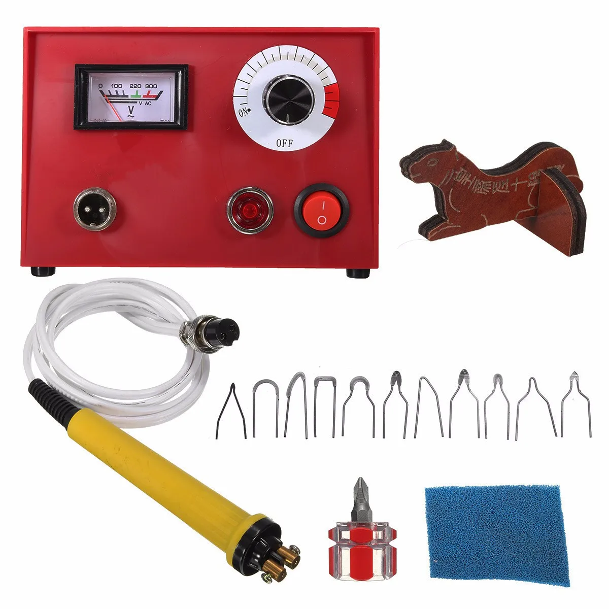 

New 220V 50W DIY Craft Multifunction Pyrography Machine with 1Pc Pyrography Pen Copper Heating Solder Tip Gourd Wooden Tool Set
