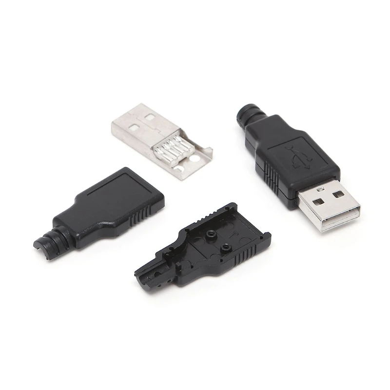 10 комплектов сделай сам USB 2 0 тип А штекер 4 контактный разъем с пластиковой