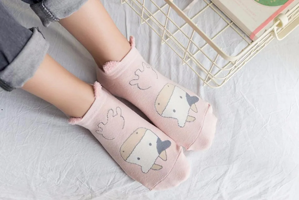 

120pairs/lot women new fashion cute cartoon cow sock/milk cow sock