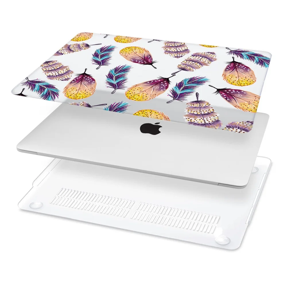 Для нового MacBook Air Pro retina, возрастом 11, 12, 13, 15 лет для Macbook Pro 13 1" MacBook Air 13 A1932 A1708 A1989 с цветочным пером принт ноутбука чехол