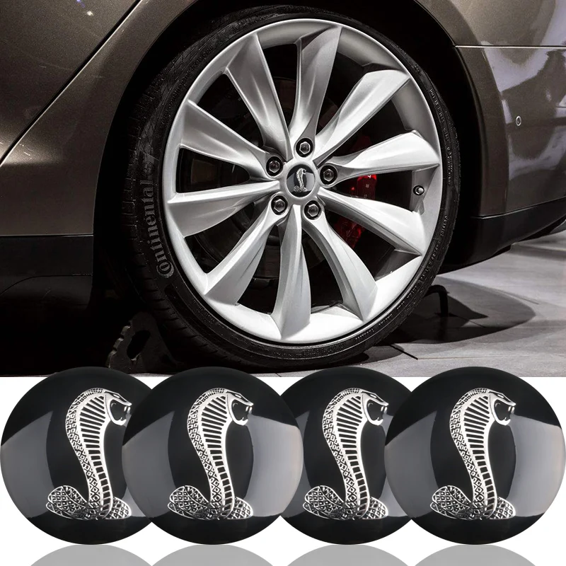 

4pcs/lot 56mm 3D Super Cool Snake Reflective Car Tyre Steering Wheel Center Hub Cap Emblem Badge Sports Sticker Car-Styling
