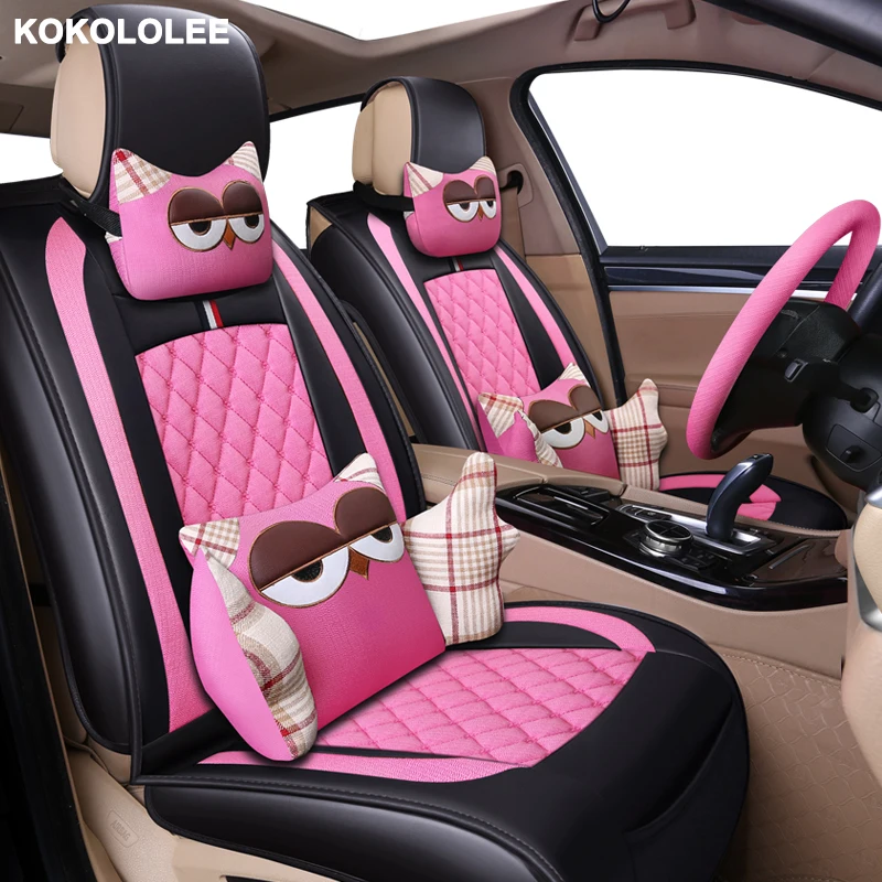 

kokololee Cartoon flax car seat cover For suzuki grand vitara jimny swift accessories sx4 baleno ignis covers for vehicle seats