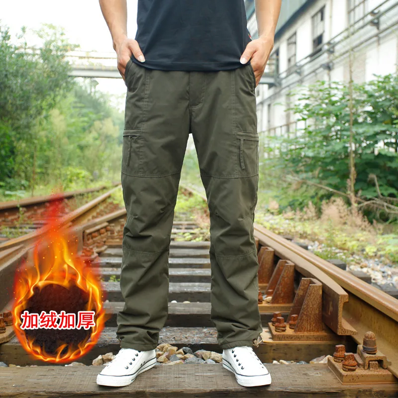 

Pants Men Winter Double Layer Men's Cargo Pants Baggy Pants For Men Military Tactical Pants Fleece Trousers