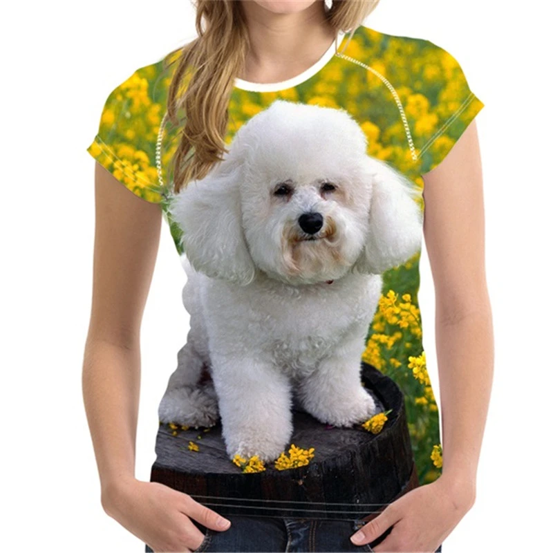 Forudesigns かわいい子犬ビションフリーゼプリント女性の夏の Tシャツブランド服 O ネック半袖 Tシャツフィットネスガール Tシャツ T Shirts Aliexpress Forudesigns かわいい子犬ビションフリーゼプリント女性の夏の Tシャツブランド服 O ネック半袖 Tシャツフィットネスガール Tシャツ T Shirts Aliexpress