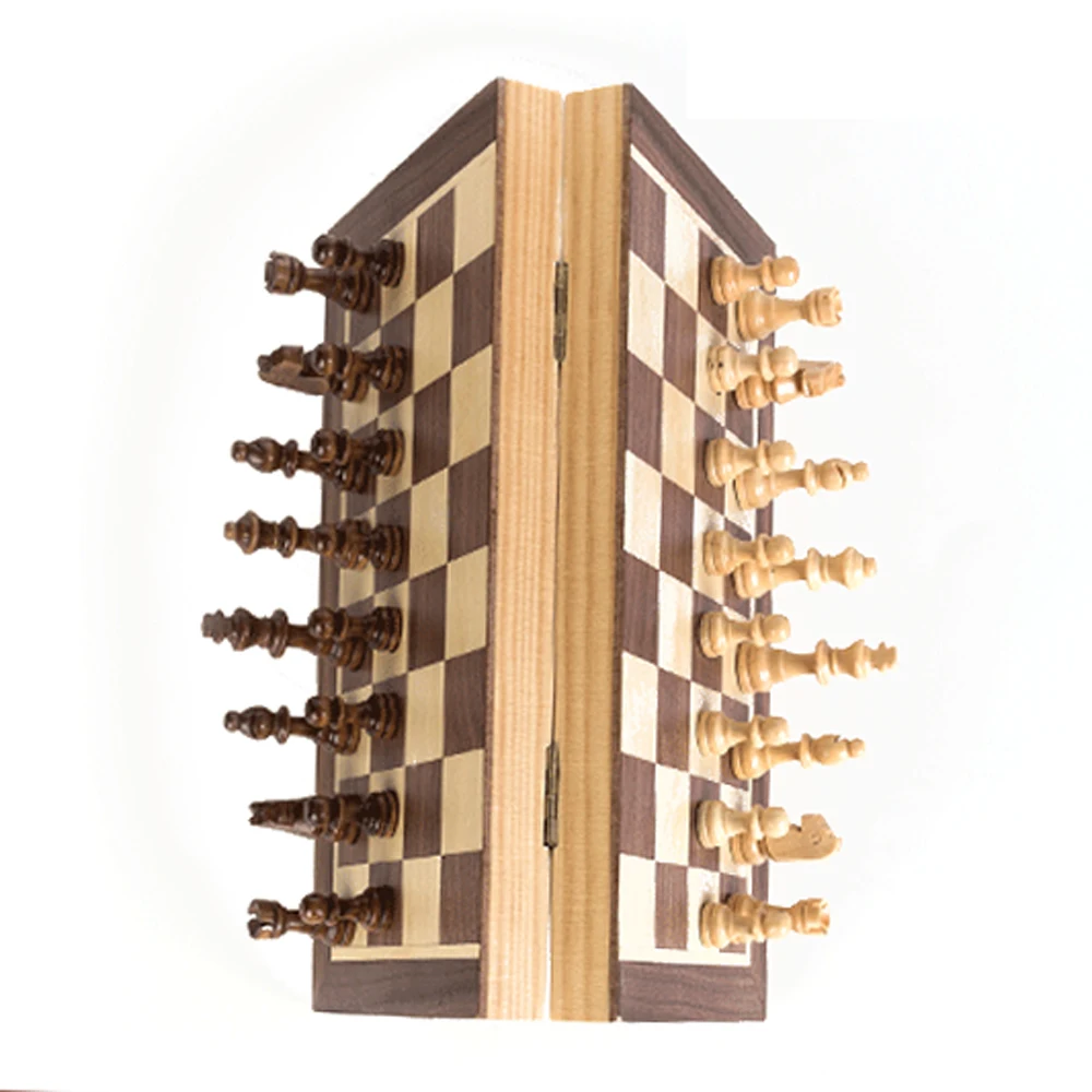 

Portable Wooden Magnetic Chess board Folding Board Chess Game International Chess Set For Party Family Activities indoor games