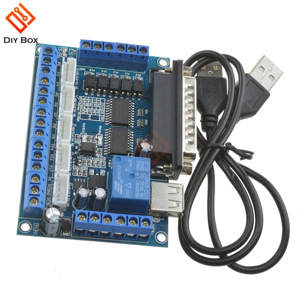 

Upgraded 5 Axis CNC Interface Adapter Breakout Board For Step Motor Drive Mach3 + USB Cable