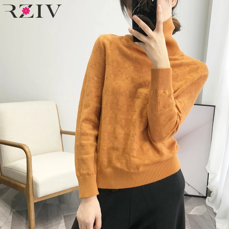 

RZIV women sweaters and pullovers and turtleneck sweater solid color knitted top