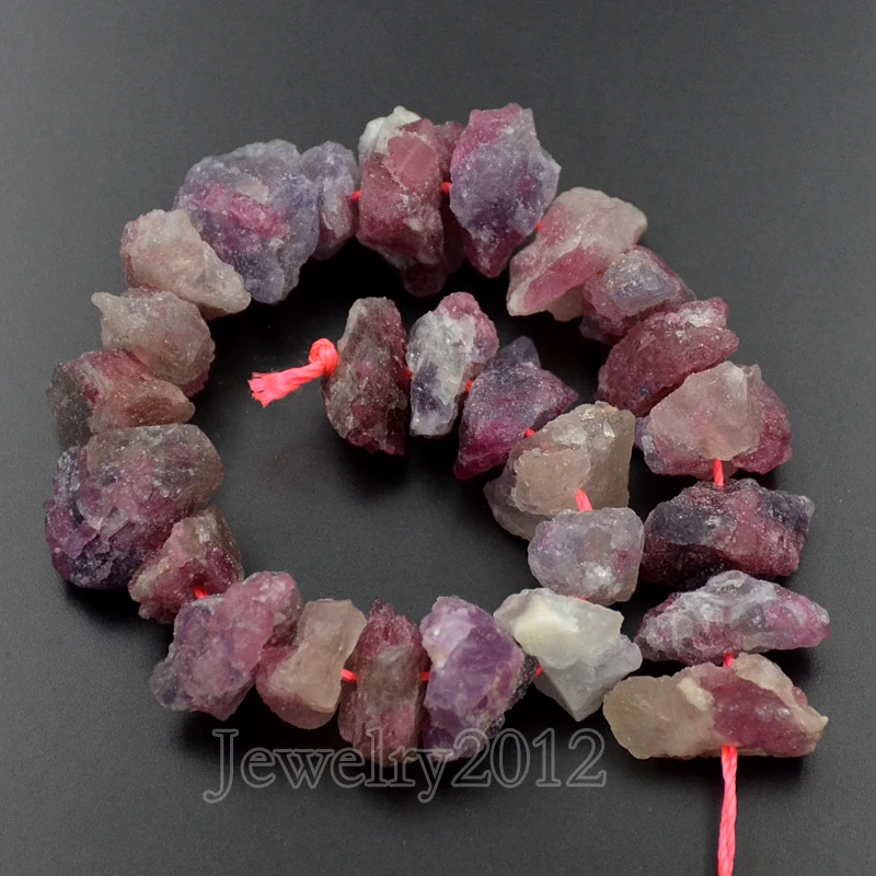 

2 Strands/Lot Natural Multi Color Tourmaline Raw Rough Nugget Gem Stones Baroque Freeform Beads 14-16mm 15.5" Mid Drilled