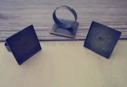 20 шт./лот Регулируемая античная бронза Square Ring Бланки 20 мм