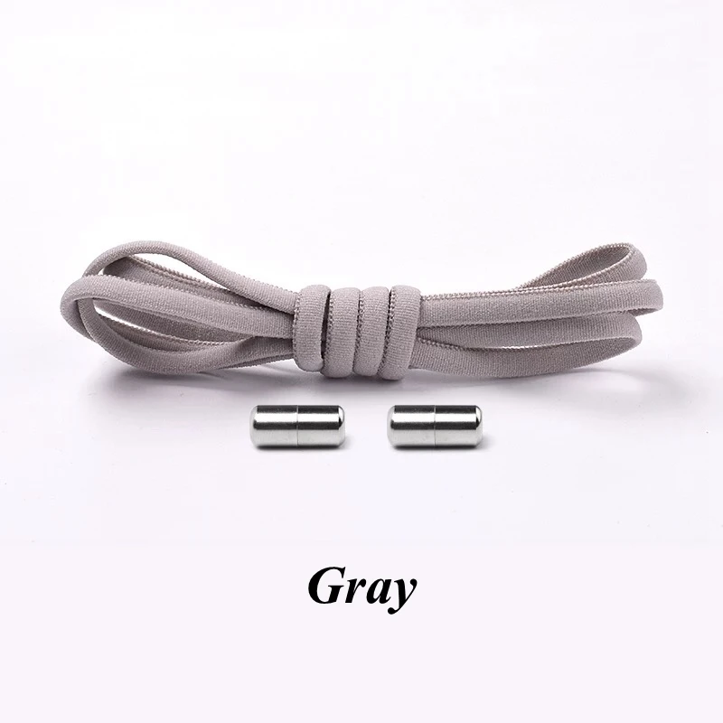 Gray 1 пара шнурков без галстука, круглые эластичные шнурки для обуви для детей и взрослых, шнурки для кроссовок, быстросохнущие шнурки, 21 цвет, шнурки - Цвет: Gray