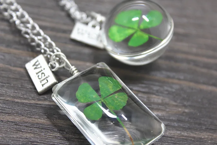 Ожерелье SUTEYI Lucky Clover Glass ожерелье с сушеными цветами натуральный шар подвеска