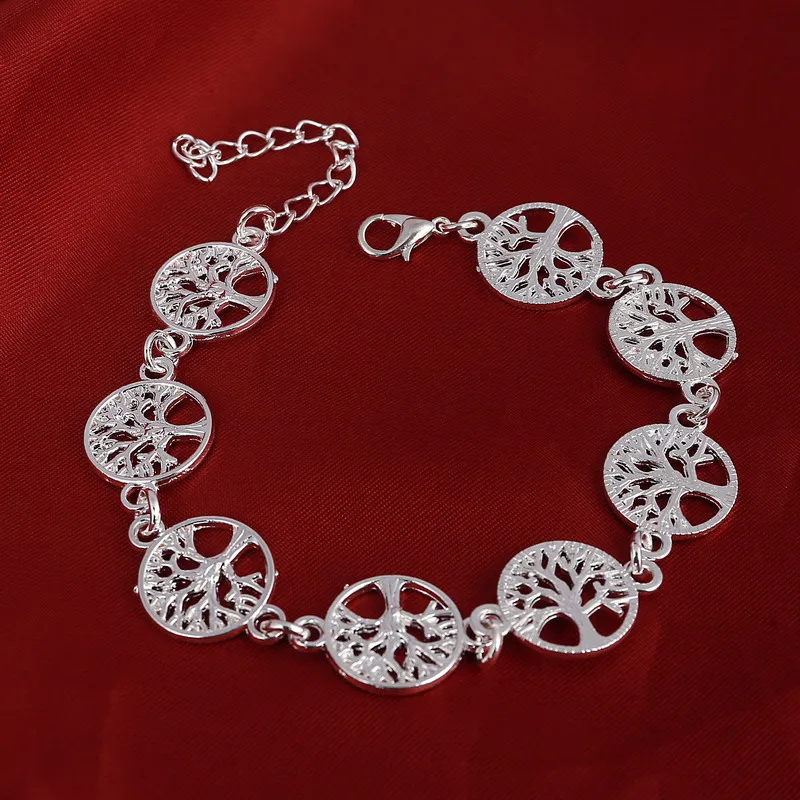 Браслет посеребренный браслет модное ювелирное изделие браслет дерево шарм браслеты для женщин ювелирные изделия