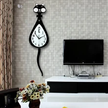 Wag tail cat clock wall clock the sitting room is contemporary contracted creative European mute swing supe bedroom quartz clock