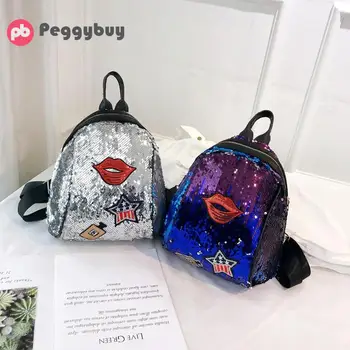 

Mini Sequined Backpack with Cute embroidery backpacks for Women Girls Travelbag Bling Shiny Backpack School Backpack