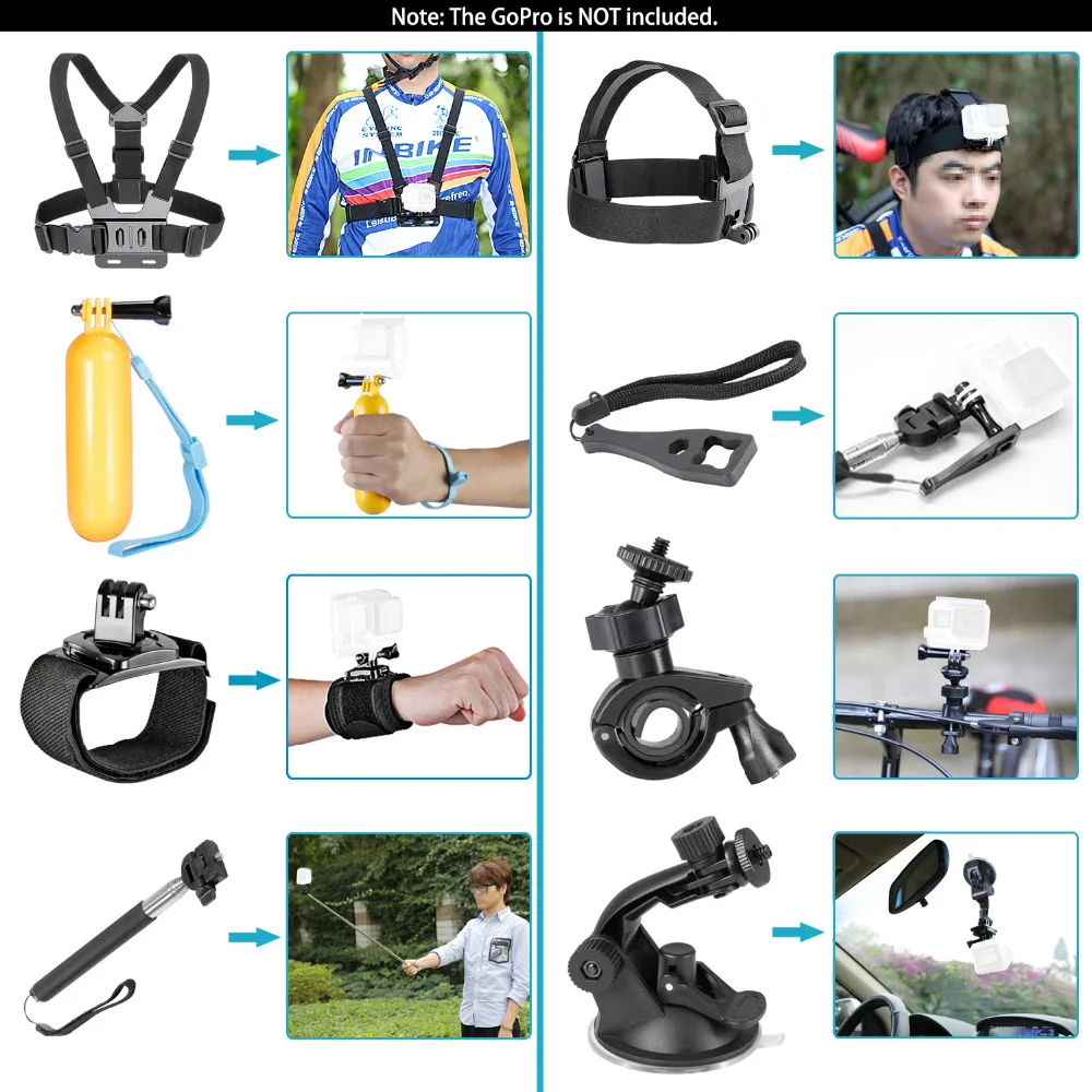 Neewer Action Camera Accessory Kit for sjcam SJ4000 5000 6000 DBPOWER AKASO VicTsing APEMAN WiMiUS Rollei QUMOX Lightdow Campark
