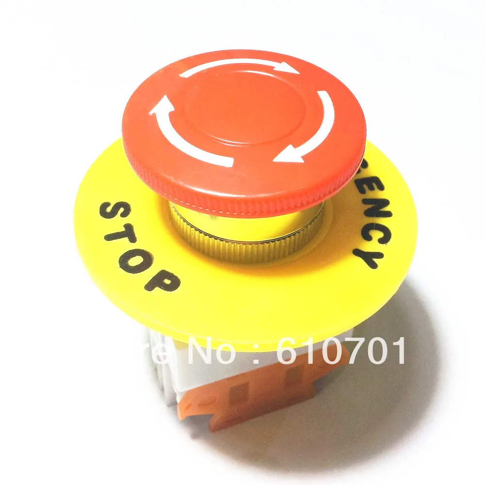 

Ui 660V Ith 10A 4 Screw Latching Maintained Self-Locked Terminals Emergency Stop Push Button Switch NO/NC with 60mm Ring Plate
