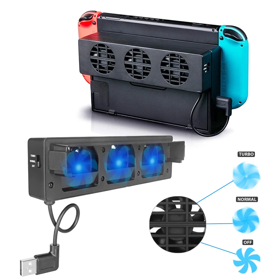 3 ventiladores de refrigeración USB externos para Nintendo Switch