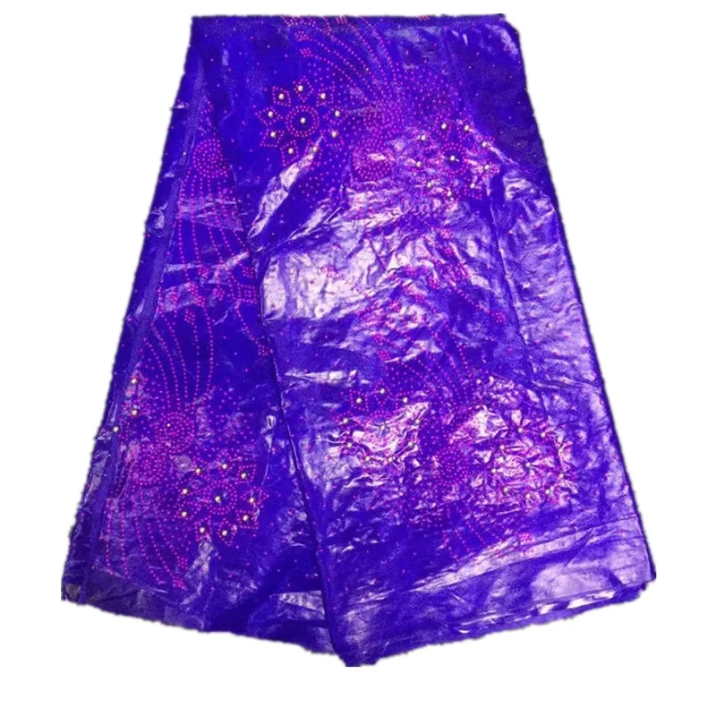 

Shiny Purple Color Africain bazin Getzner 2018 With Beads Rhinestones Top Quality African bazin Riche Beaded Fabric 30