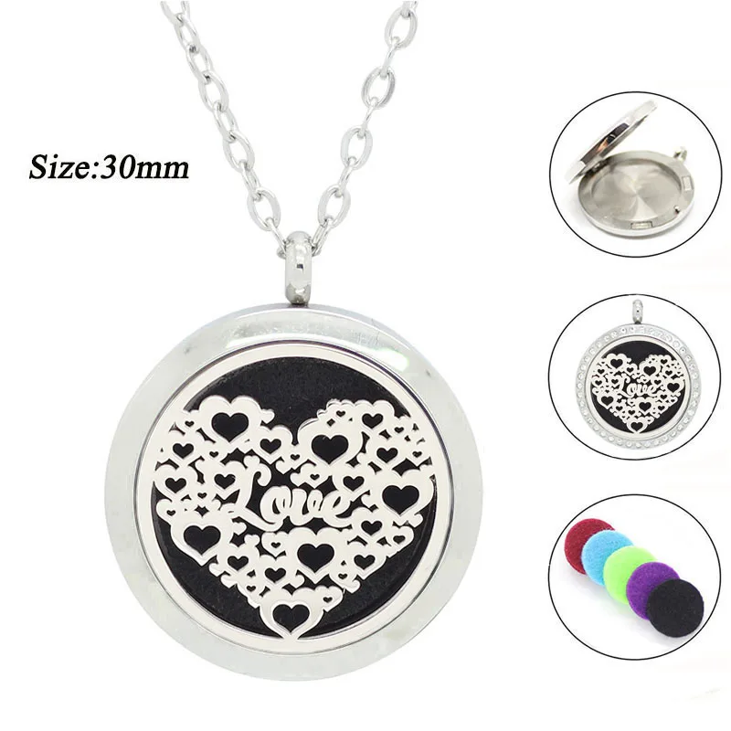 New arrival 30mm floating perfume locket for lovers 316l stainless steel magnetic essential oil diffuser locket