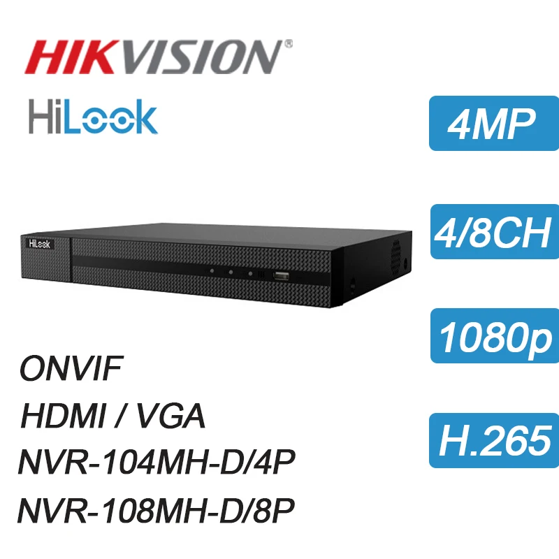 Hikvision HiLook 4/8CH 1080 p 4MP NVR H.265 HDMI/VGA/зум сетевая ONVIF видео Регистраторы IP система