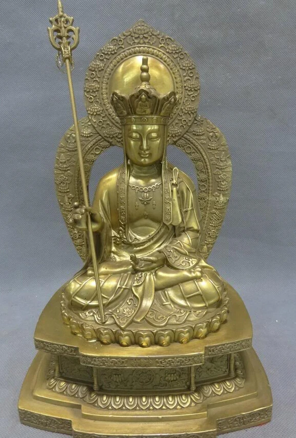 

S4635 12" Chinese Pure Brass Buddhist Joss Tang Seng Monk Ksitigarbha Buddha Statue D0318