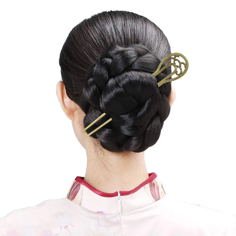 Vintage Bronze Hair Stick Chopsticks Hairpin Chignon Pin Traditional Hair Clip 