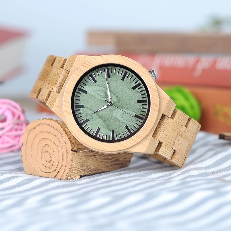 BOBO BIRD L-B22 Fashion Bamboo Men Watch with White Hands Casual Japan Quartz Watch for Male in Wood Gift Box