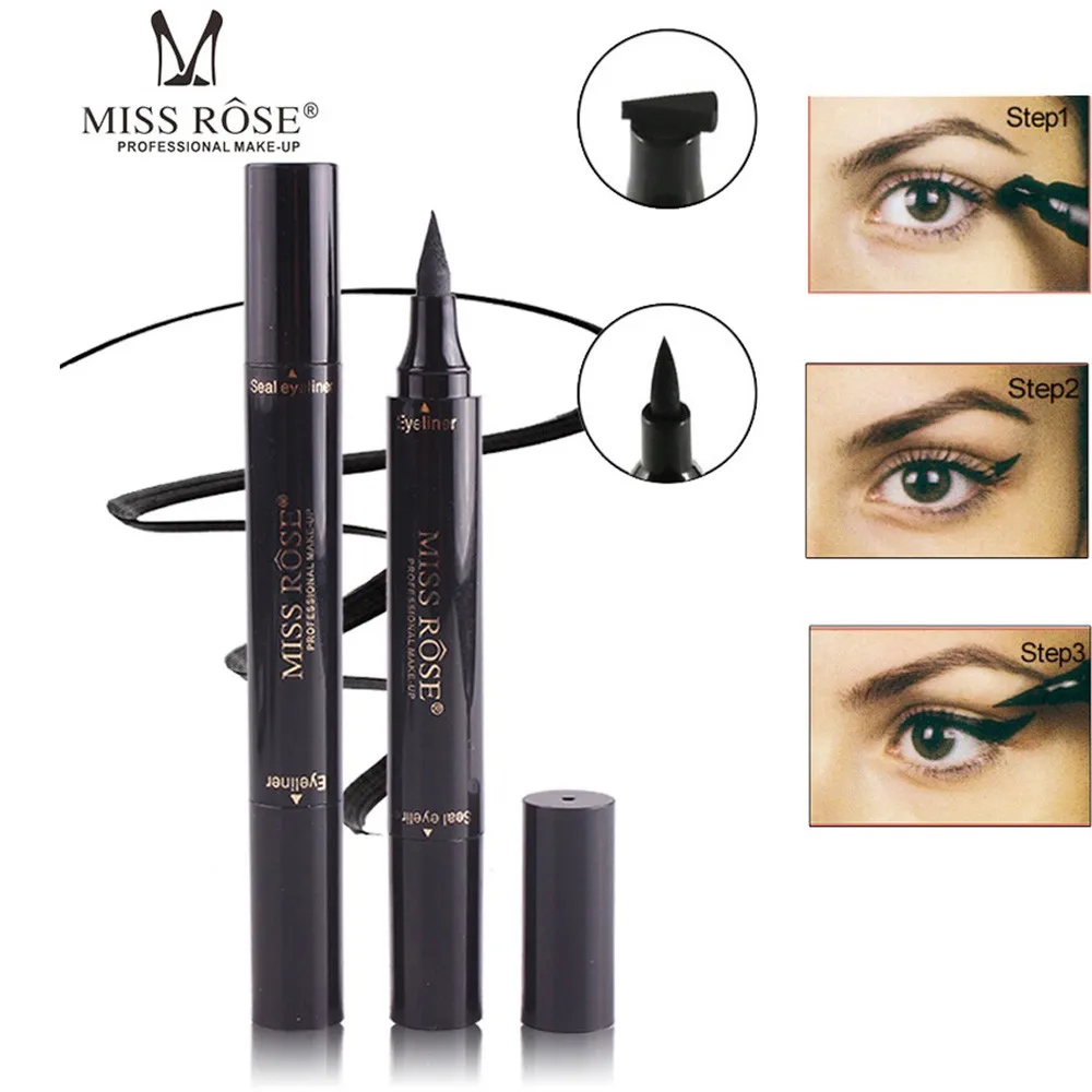 MISS ROSE Eyeliner Pen Quick Dry Liquid Eye Liner Waterproof With Stamp