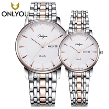ONLYOU Man Watch Fashion Business Laisure Women Rosegold Watches Lovers Top Brand Luxury Waterproof Wristwatch Quartz Male Clock