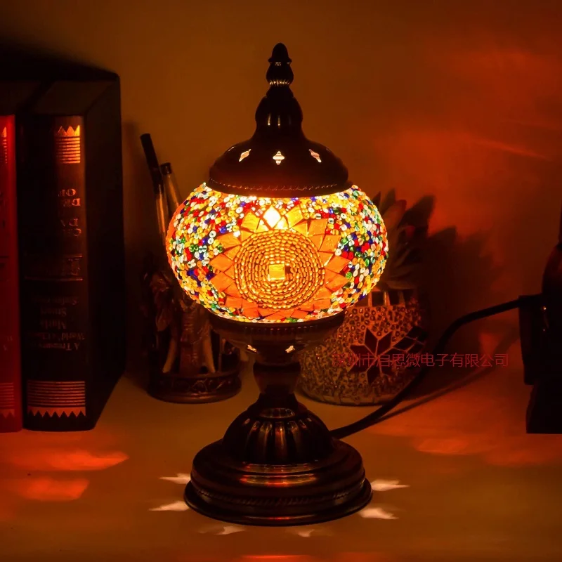 Online Mediterranen stil Art Deco Türkische Mosaik Tisch Lampe Handarbeit mosaik Glas romantische bett licht