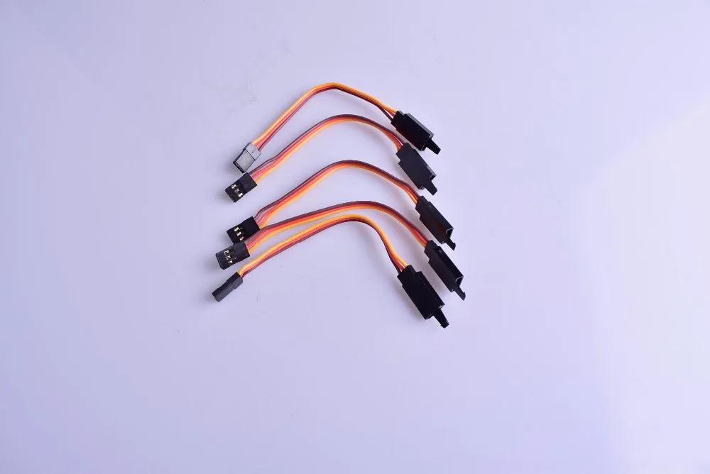 

5Pcs 100mm/150mm/200mm/300mm flat Extension Servo Wire Lead Cable with safety lock For RC Futaba JR Male to Female